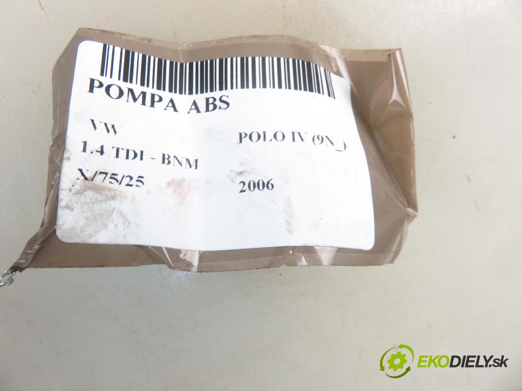 VW POLO (9N_) HB 2006 51,00 1.4 TDI - BNM 1422,00 Pumpa ABS 0265800511 ; 6Q0907379AF (Pumpa ABS)