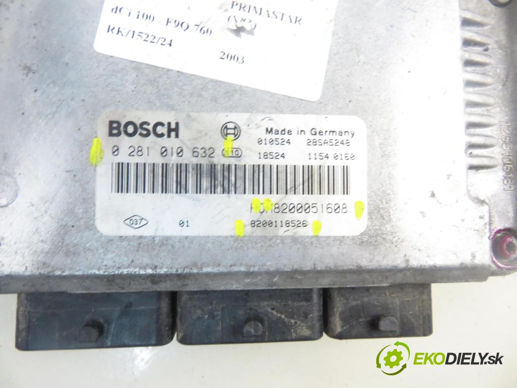 NISSAN PRIMASTAR Autobus (X83) BUS 2003 74,00 1.9 dCi 100 - F9Q 760 1870,00 řídící jednotka motora 8200051608 ; 8200118526 ; 0281010632