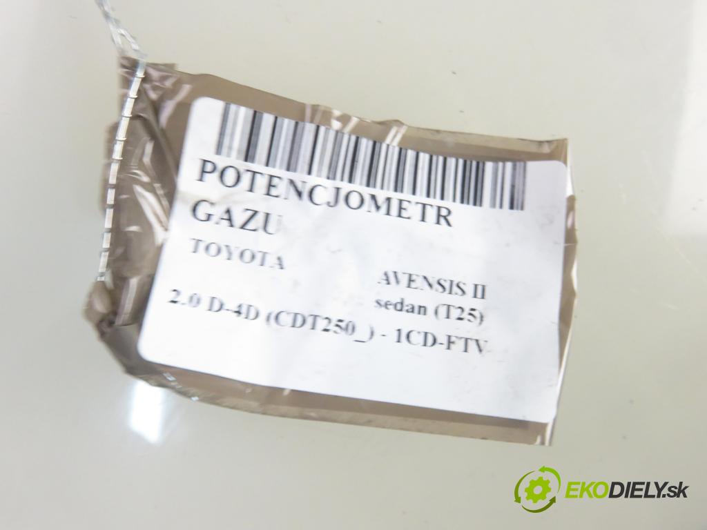 TOYOTA AVENSIS sedan (_T25_) SEDAN 2004 85,00 2.0 D-CAT 116- 1CD-FTV 1995,00 Potenciometer plynu 8928152021 ; 1983003041 (Pedál)