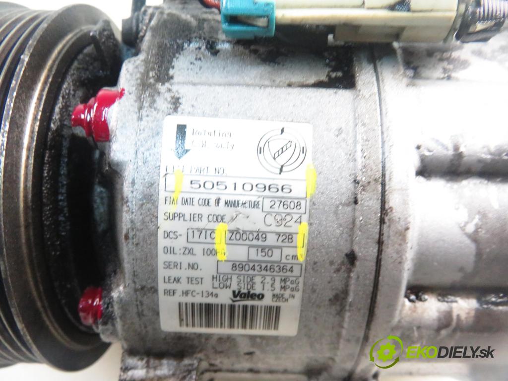 ALFA ROMEO 159 (939_) SEDAN 2009 88,00 1.9 JTDM 8V - 939 A1.000 1910,00 KOMPRESOR: klimatizácie 50510966 ; Z0004972B (Kompresor klimatizácie)