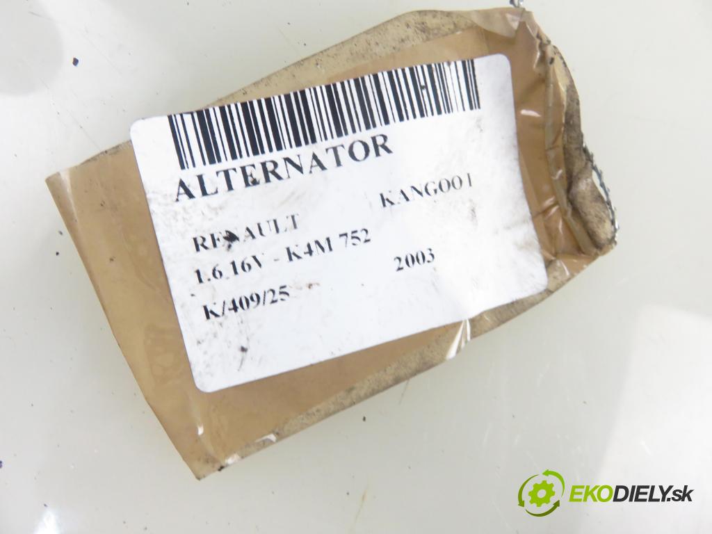 RENAULT KANGOO (KC0/1_) KOMBI 2003 70,00 1.6 16V - K4M 752 1598,00 Alternátor 0124415014 ; 7700434900 (Alternátor)