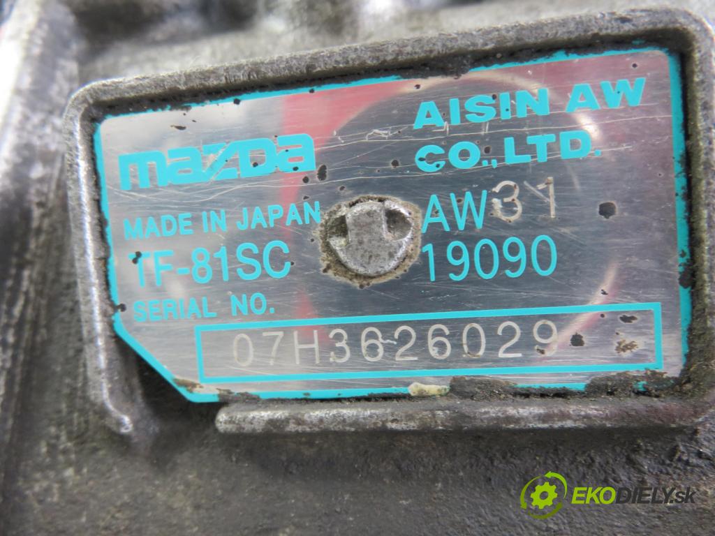 MAZDA CX-7 (ER) SUV 2008 175,00 2.3 MZR DISI Turbo AWD 238 - L3-VDT 2261,00 Prevodovka automatická TF81SC ; AW3119090