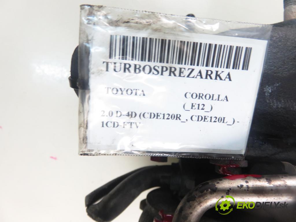 TOYOTA COROLLA (_E12_) HB 2003 66,00 2.0 D-4D 1995,00 RYCHLONABÍJEČKA: 172010G010 (Turbodúchadla (kompletní))