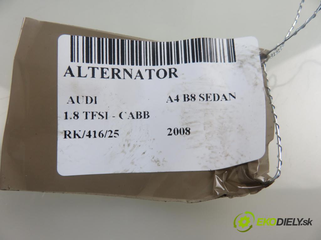 AUDI A4 (8K2, B8) SEDAN 2008 118,00 1.8 TFSI - CABB 1798,00 Alternátor 06H903016L ; 0124525113 (Alternátor)