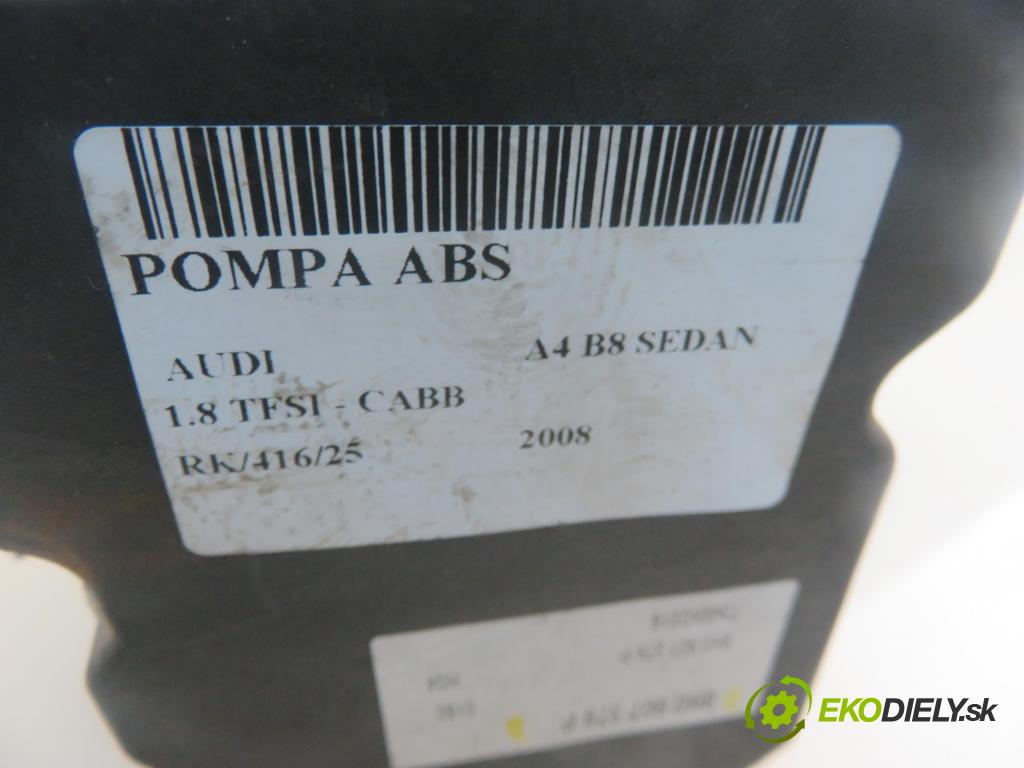 AUDI A4 (8K2, B8) SEDAN 2008 118,00 1.8 TFSI - CABB 1798,00 Pumpa ABS 8K0614517BB ; 0265950934 ; 0265236078 (Pumpa ABS)