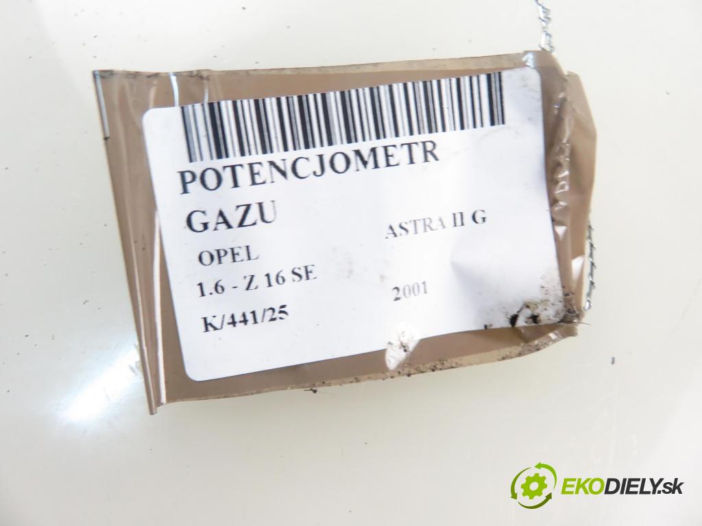 OPEL ASTRA G liftback (T98) HB 2001 62,00 1.6 8V - Z 16 SE 1598,00 Potenciometer plynu 9157998BK ; 6PV00811200 (Pedál)