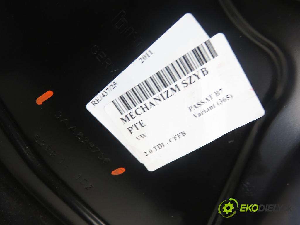 VW PASSAT B7 Variant (365) KOMBI 2011 103,00 2.0 TDI - CFFB 1968,00 mechanismus oken PTE 3AA839756 ; 3C0959704