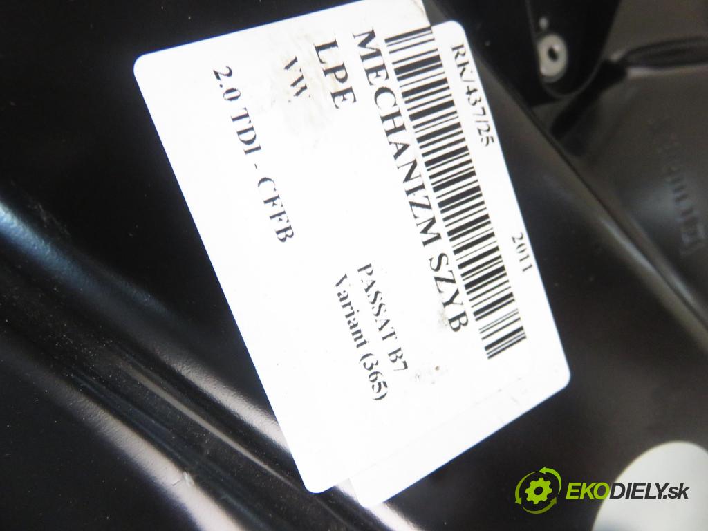 VW PASSAT B7 Variant (365) KOMBI 2011 103,00 2.0 TDI - CFFB 1968,00 mechanismus oken 3AA837755 ; 3C0959793C
