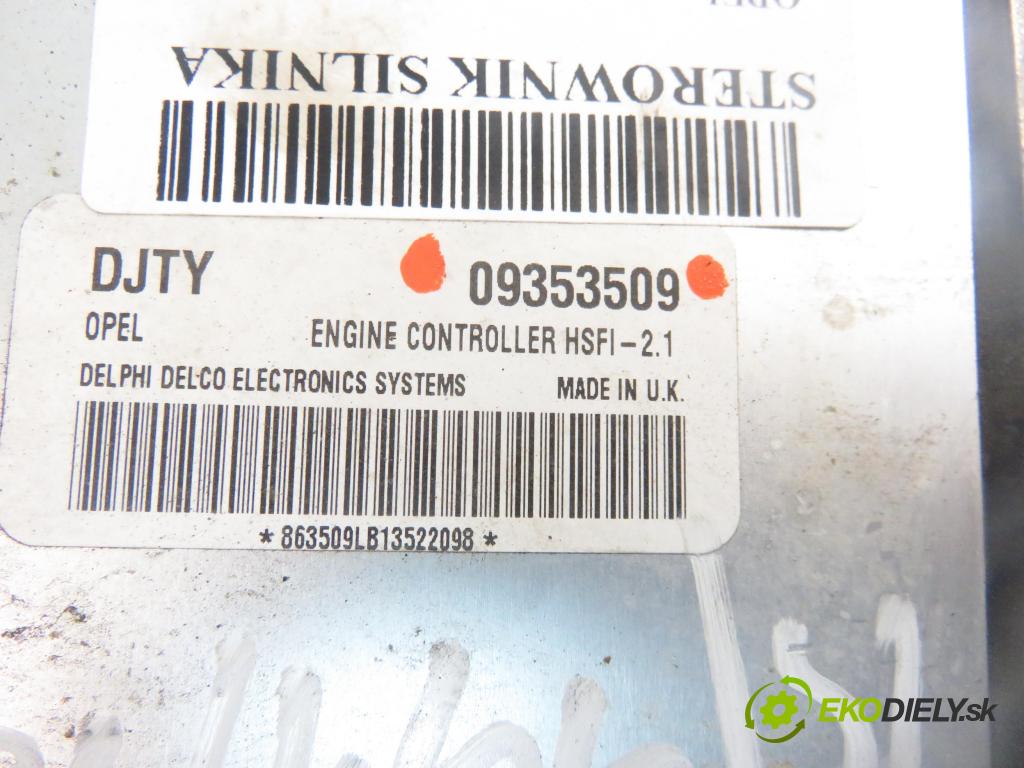 OPEL ASTRA G liftback (T98) HB 2001 62,00 1.6 8V - Z 16 SE 1598,00 Riadiaca jednotka Motor 09353509