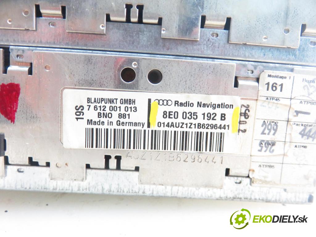 AUDI A4 (8E2, B6) SEDAN 2002 96,00 1.9 TDI PD 130 1896,00 RADIO CD 8E0035192B