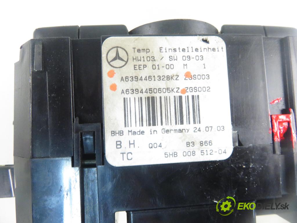 MERCEDES-BENZ VITO Autobus (W639) BUS 2005 110,00 115 CDI 150 - OM 646.982 2148,00 Panel kúrenia KLIMATIZACE: A6394461328KZ ; A6394450605KZ