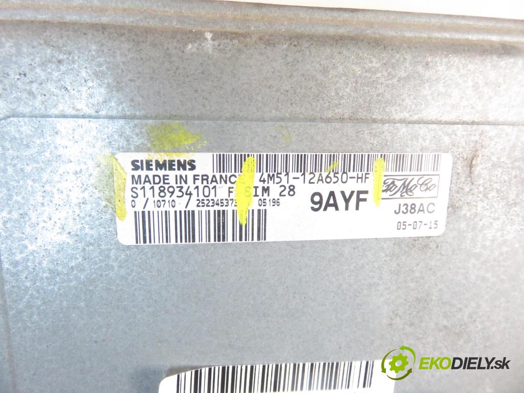 FORD FOCUS II (DA_, HCP) HB 2005 74,00 1.6 - HWDA 1596,00 Riadiaca jednotka Motor 4M5112A650HF ; S118934101F