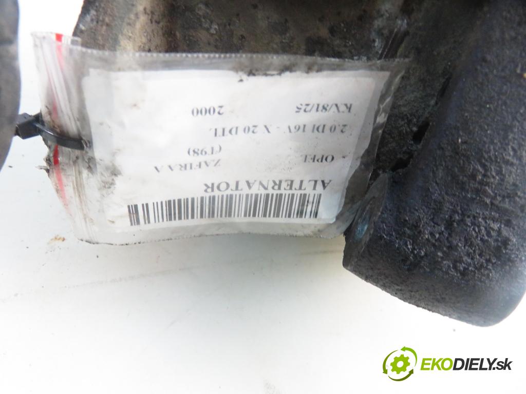 OPEL ZAFIRA A Nadwozie Wielkopojemne (MPV) (T98)  MINIVAN 2000 60,00 2.0 DI 16V - X 20 DTL 1995,00 Alternátor 09131133 ; 09131133UU (Alternátor)