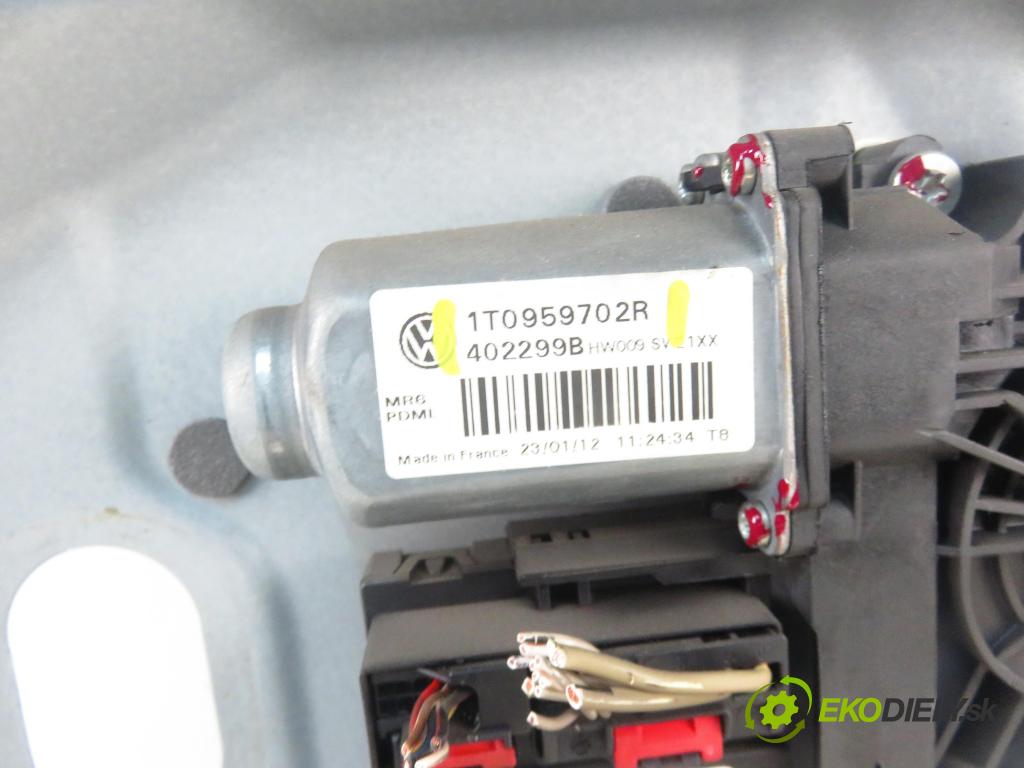 VW TOURAN (1T3) MINIVAN 2012 103,00 2.0 TDI - CFHC 1968,00 mechanismus oken PPE 1T0959702R ; 5K0959792 ; 1T1837730BC