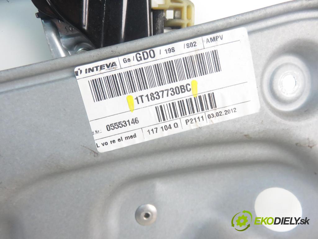 VW TOURAN (1T3) MINIVAN 2012 103,00 2.0 TDI - CFHC 1968,00 mechanismus oken PPE 1T0959702R ; 5K0959792 ; 1T1837730BC