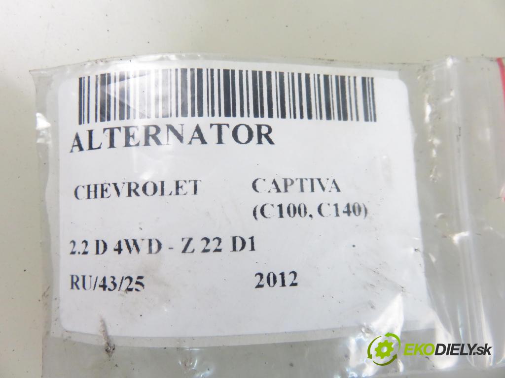 CHEVROLET CAPTIVA (C100, C140) SUV 2012 135,00 2.2 D 4WD 184 - Z 22 D1 2231,00 Alternátor 13580078 (Alternátor)