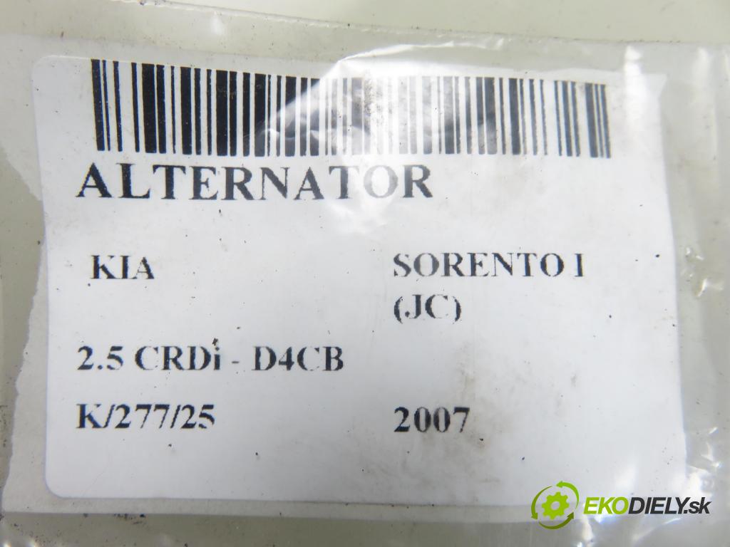 KIA SORENTO I (JC) SUV 2007 103,00 2.5 CRDi 140 - D4CB 2497,00 Alternátor 373004A300 ; 023139212 (Alternátor)