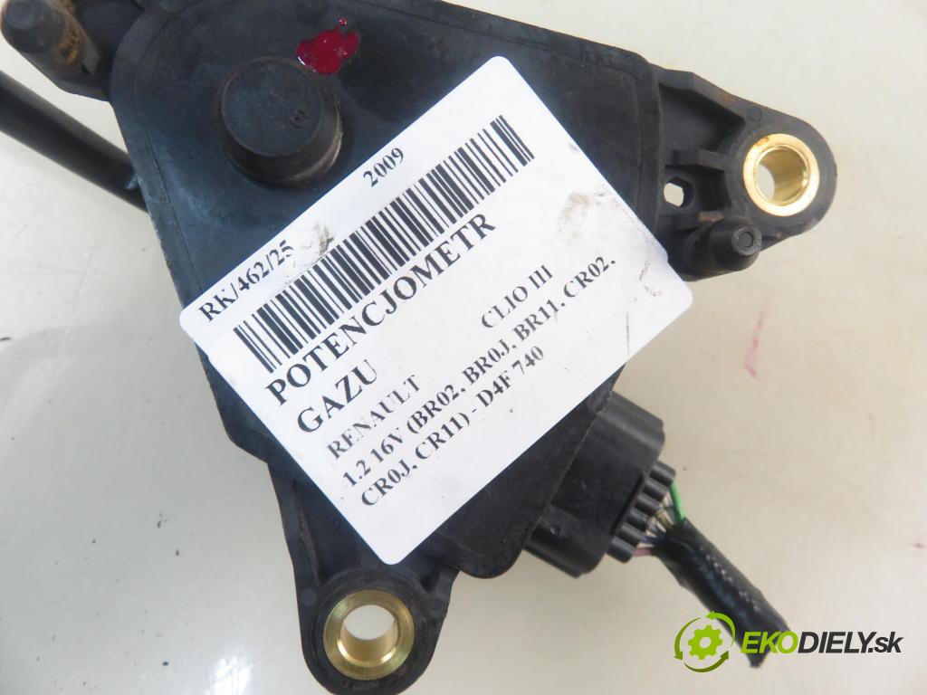 RENAULT CLIO III (BR0/1, CR0/1) HB 2009 55,00 1.2 16V Hi-Flex (BR1U, CR1U) - D4F 742 1149,00 Potenciometer plynu 8200297335B (Pedál)