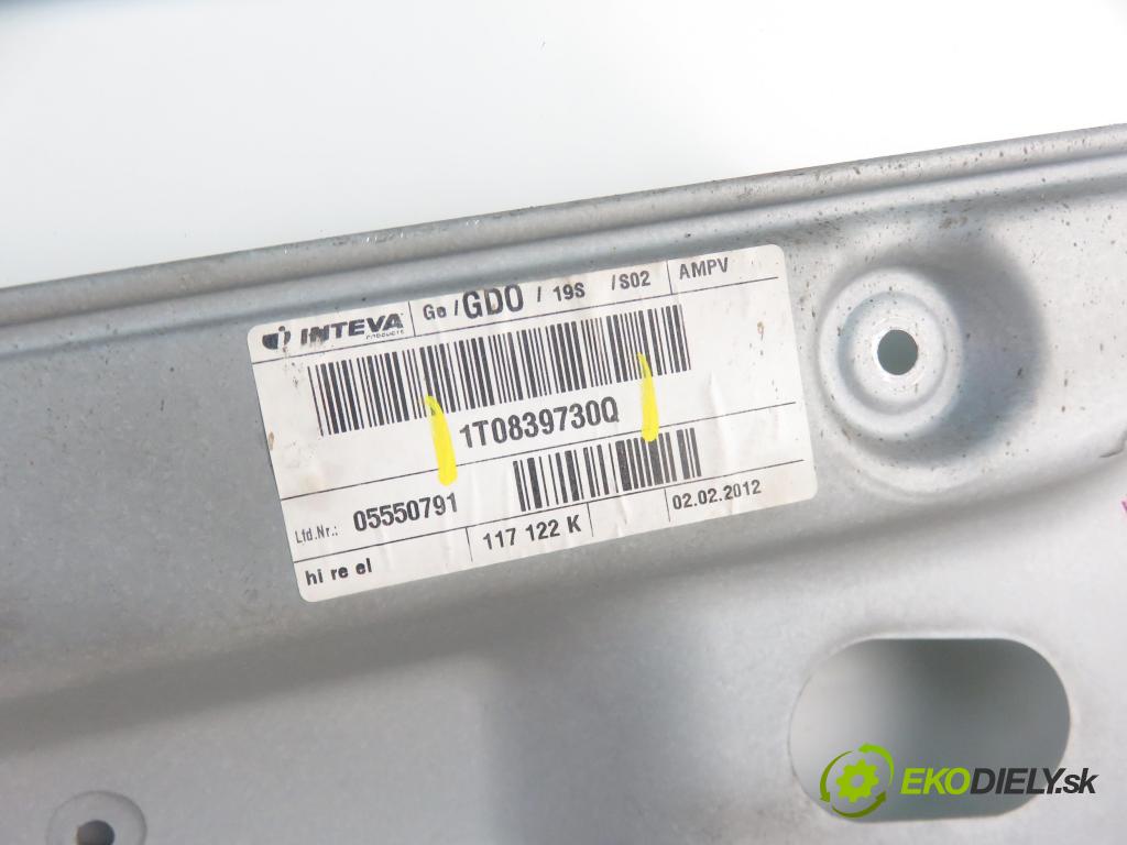 VW TOURAN (1T3) MINIVAN 2012 103,00 2.0 TDI - CFHC 1968,00 mechanismus oken PTE 5K0959704A ; 1T0839730Q ; 1T0839756