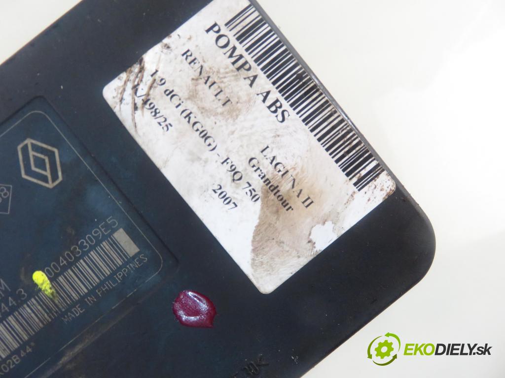 RENAULT LAGUNA II Grandtour (KG0/1_) KOMBI 2007 88,00 1.9 dCi 120 - F9Q 750 1870,00 Pumpa ABS 10096014443 (Pumpa ABS)