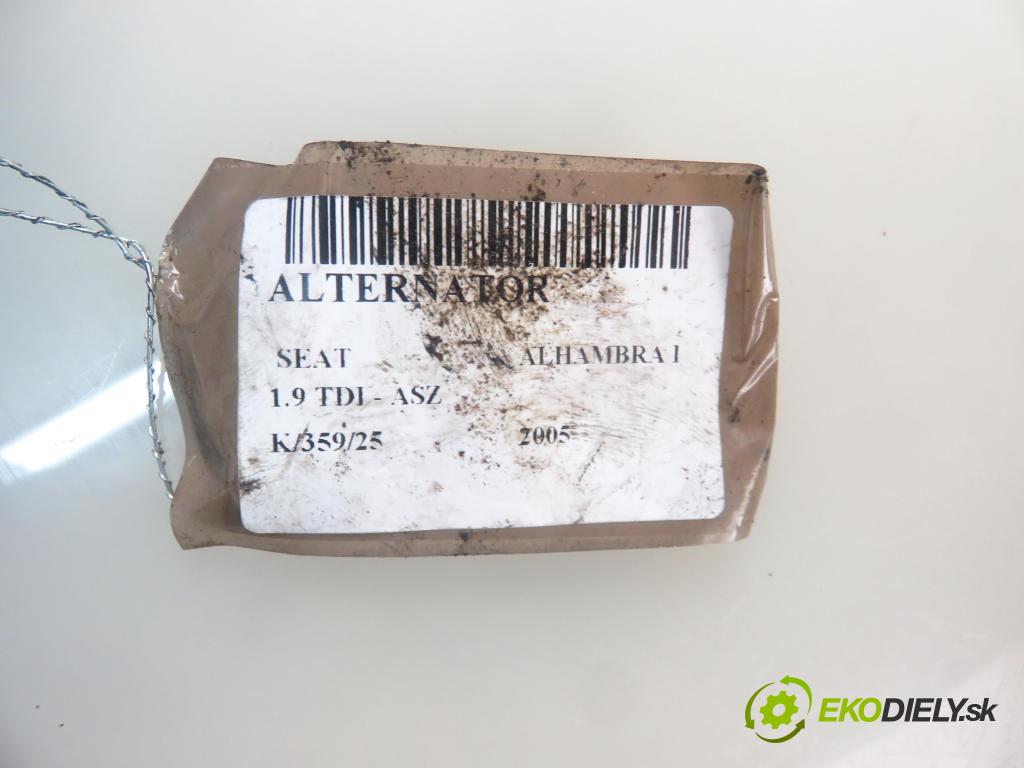 SEAT ALHAMBRA (7V8, 7V9) MINIVAN 2005 96,00 1.9 TDI - ASZ 1896,00 Alternátor 06F903023J ; 0124525092 (Alternátor)