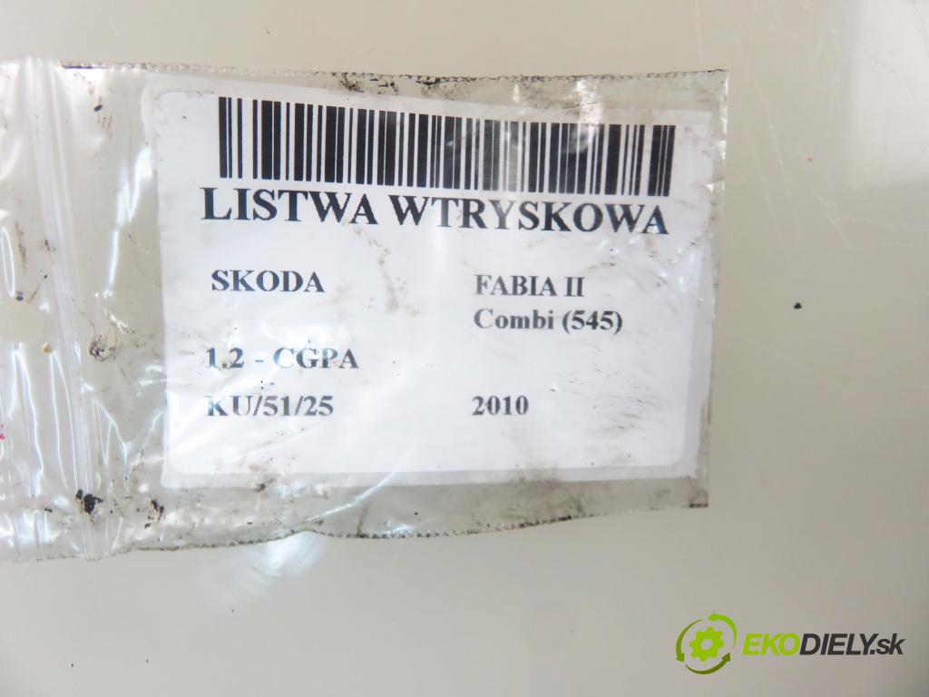 SKODA FABIA II Combi (545) KOMBI 2010 51,00 1.2 - CGPA 1198,00 Lišta vstrekovacia 03E906031C ; 03E133320A ; 03E133319E (Vstrekovacia lišta)