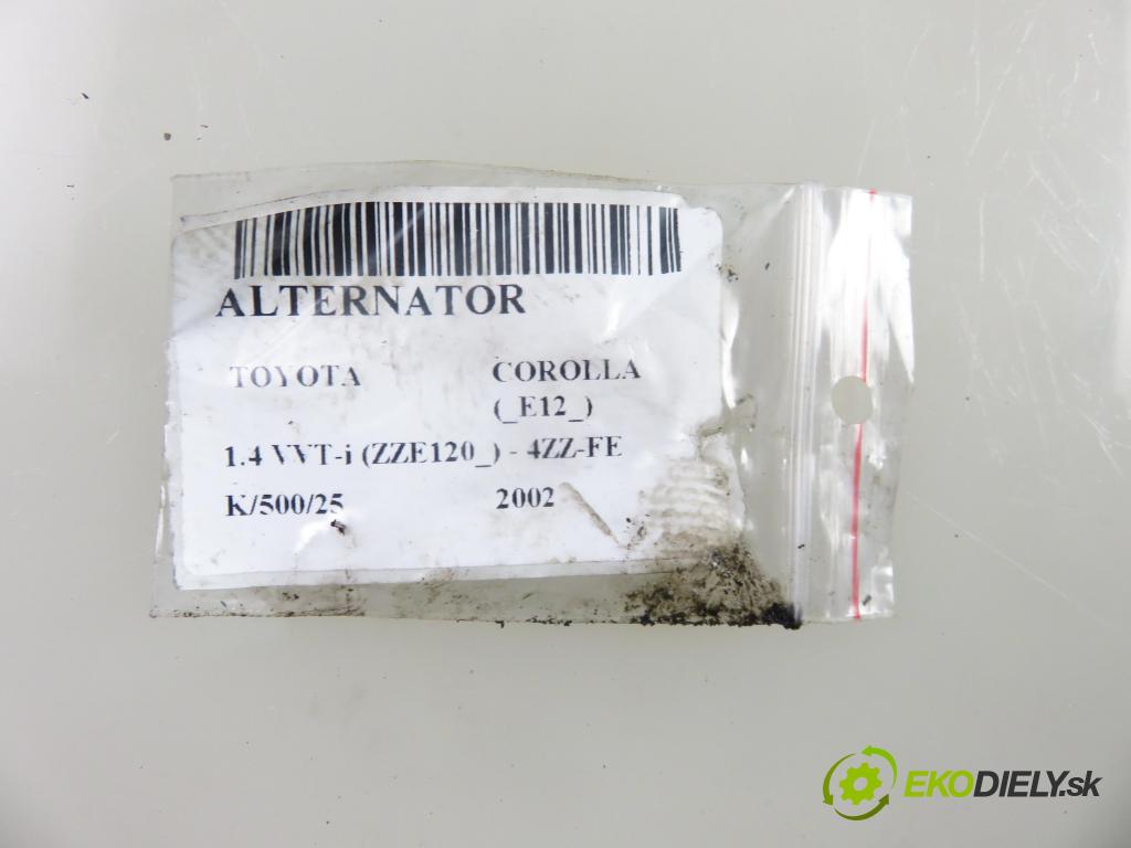 TOYOTA COROLLA (_E12_) HB 2002 71,00 1.4 VVT-i 97 (ZZE120) - 4ZZ-FE 1398,00 Alternátor 0124315024 ; 270600D030B (Alternátor)