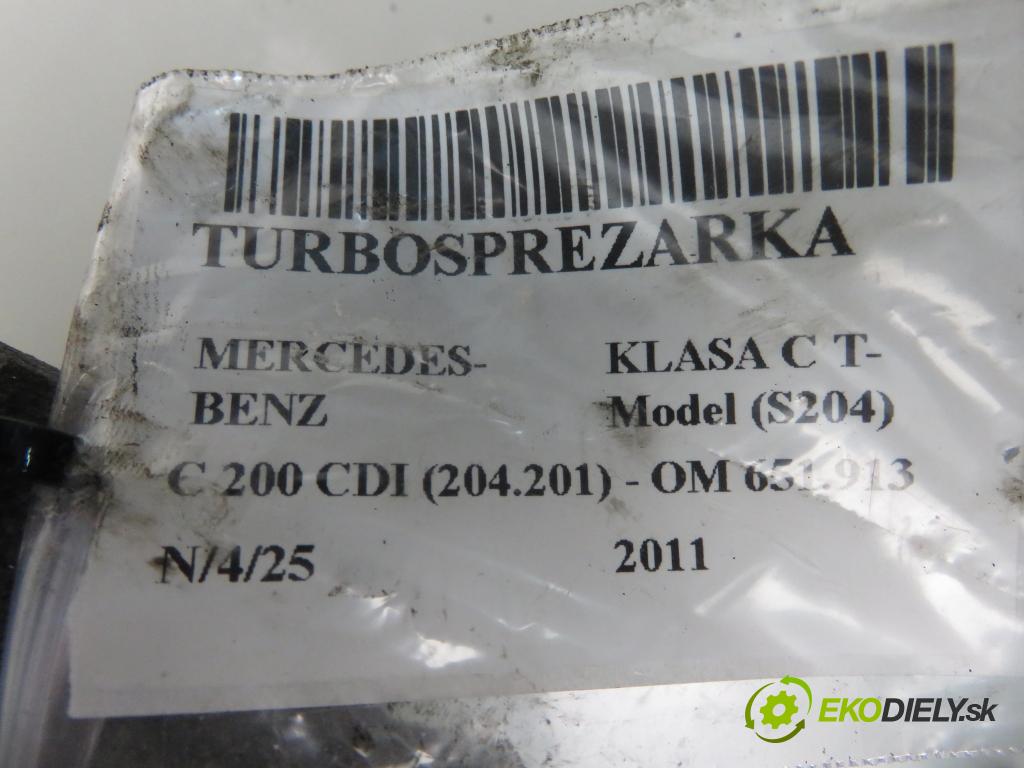 MERCEDES-BENZ KLASA C T-Model (S204) KOMBI 2011 100,00 C 200 CDI 136 (204.201) - OM 651.913 2143,00 RYCHLONABÍJEČKA: 6510900086 (Turbodúchadla (kompletní))