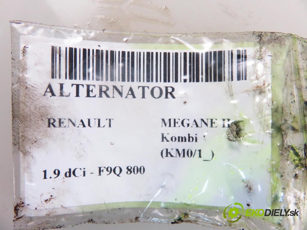 RENAULT MEGANE II Kombi (KM0/1_) KOMBI 2004 88,00 1.9 dCi 120 - F9Q 800 1870,00 Alternátor TG11C061 ; 8200667618 (Alternátor)