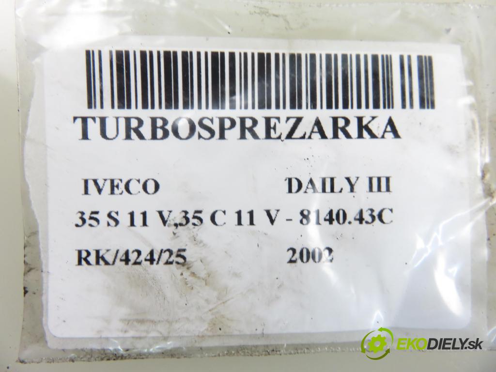 IVECO DAILY III skrzynia FURGON 2002 78,00 35 S 11 V,35 C 11 V - 8140.43C 2798,00 RYCHLONABÍJEČKA: 4937707000 ; 500372214 (Turbodúchadla (kompletní))