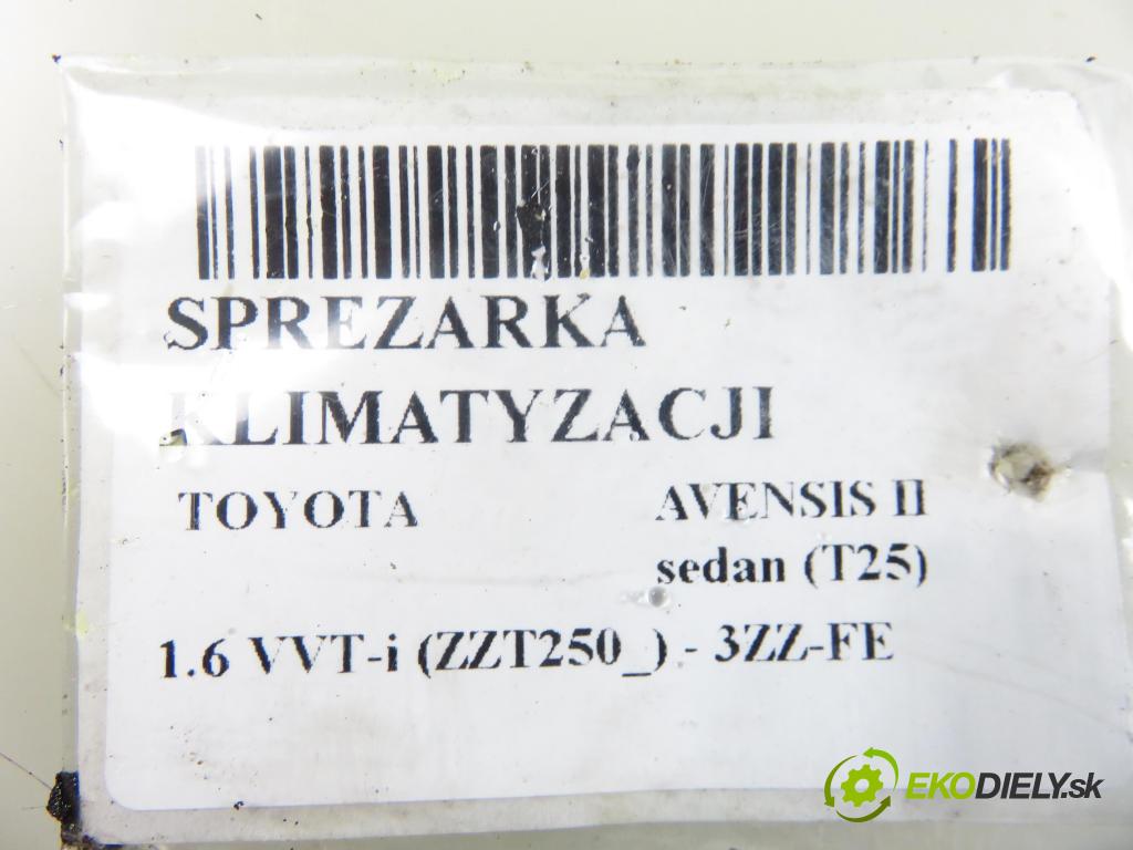 TOYOTA AVENSIS sedan (_T25_) SEDAN 2006 81,00 1.6 VVT-i (ZZT250_) 110 - 3ZZ-FE 1598,00 KOMPRESOR: klimatizace GE4472209249 (Kompresory)