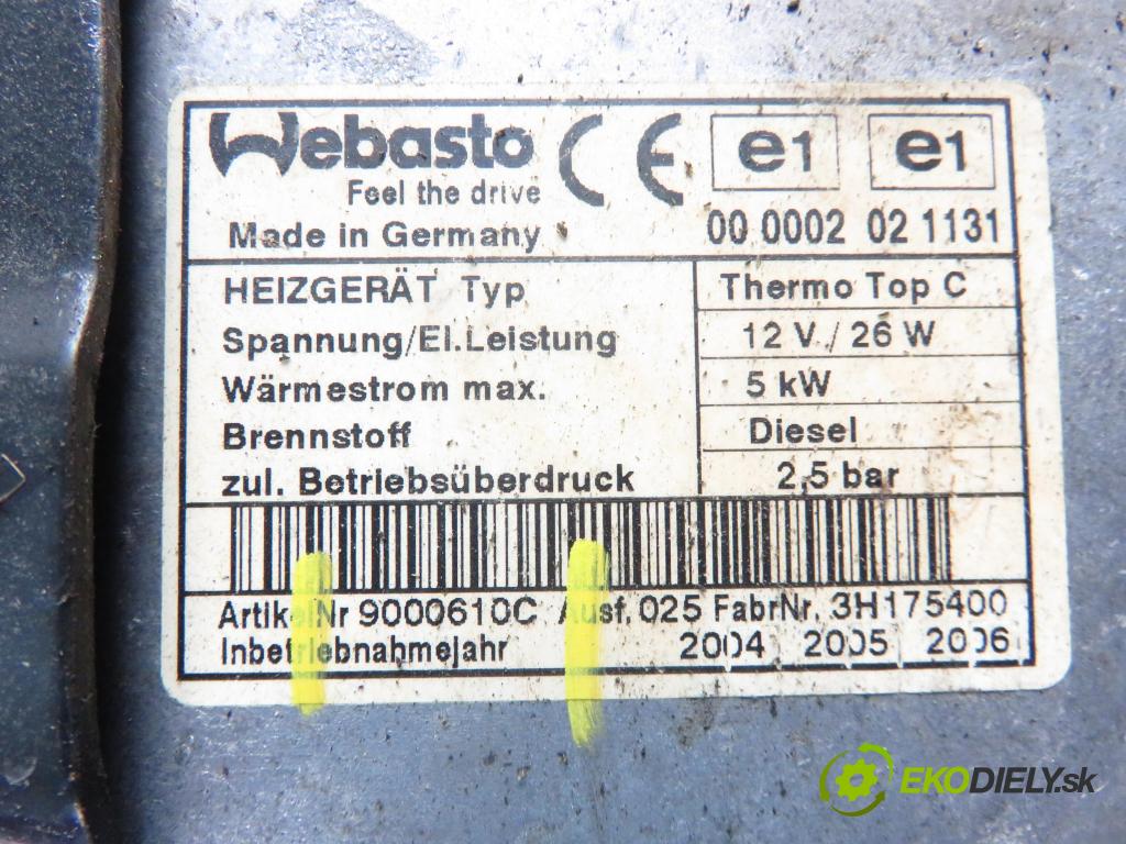 MAZDA 6 Station Wagon (GY) KOMBI 2003 89,00 2.0 DI 121 - RF5C 1998,00 Webasto 9000610C (Webasto (nezávislé kúrenie))