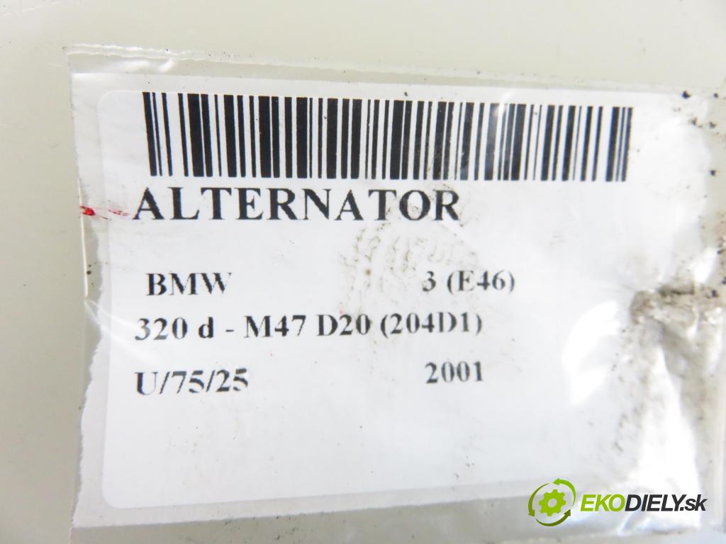 BMW 3 (E46) SEDAN 2001 100,00 320 d 136 - M47 D20 (204D1) 1951,00 Alternátor TG15C012 ; 2542672B (Alternátor)
