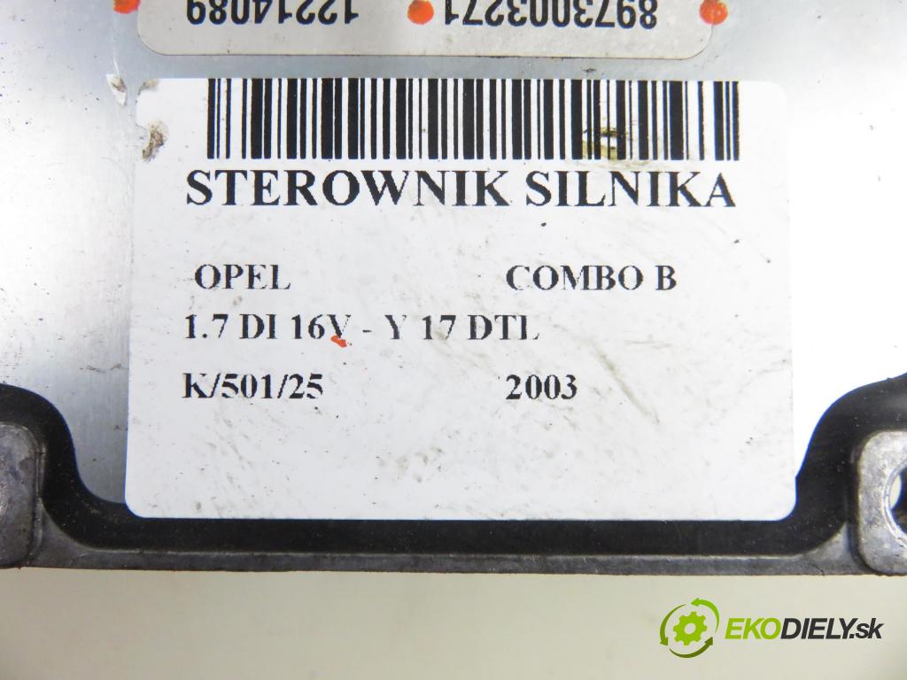 OPEL COMBO Nadwozie pełne/minivan KOMBIVAN 2003 48,00 1.7 DI 16V 65 - Y 17 DTL 1686,00 Riadiaca jednotka Motor 12214089 ; 8973003271