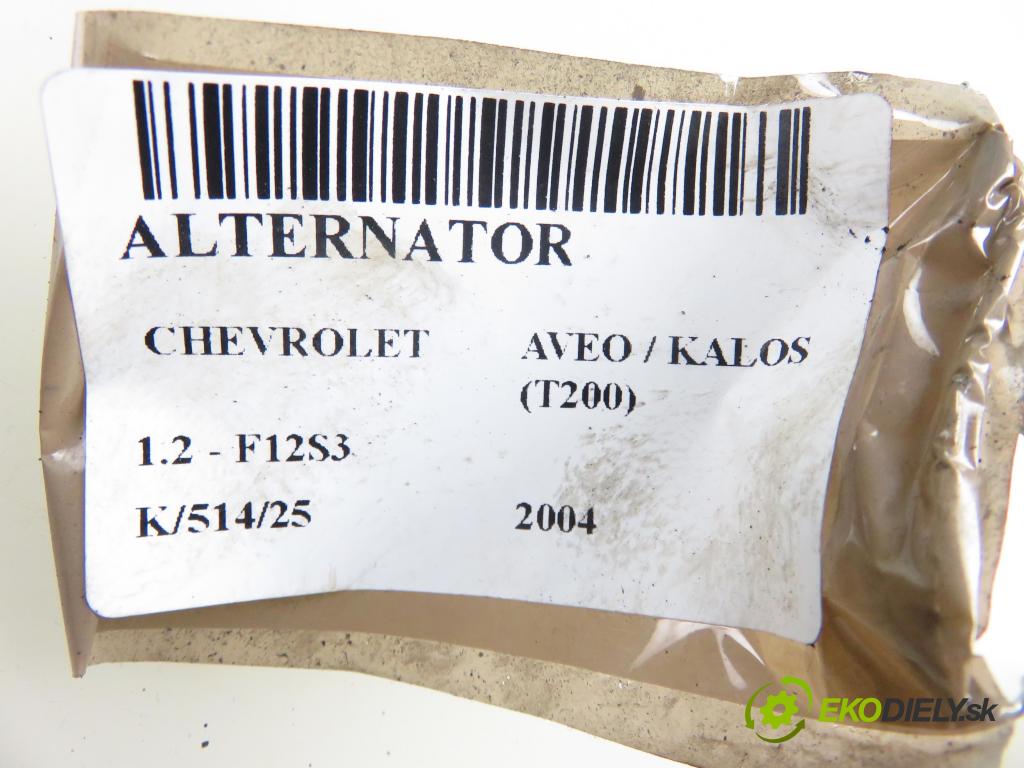 CHEVROLET AVEO / KALOS liftback (T200) HB 2004 53,00 1.2 - F12S3 1150,00 Alternátor 96404263 ; 2655476 (Alternátor)