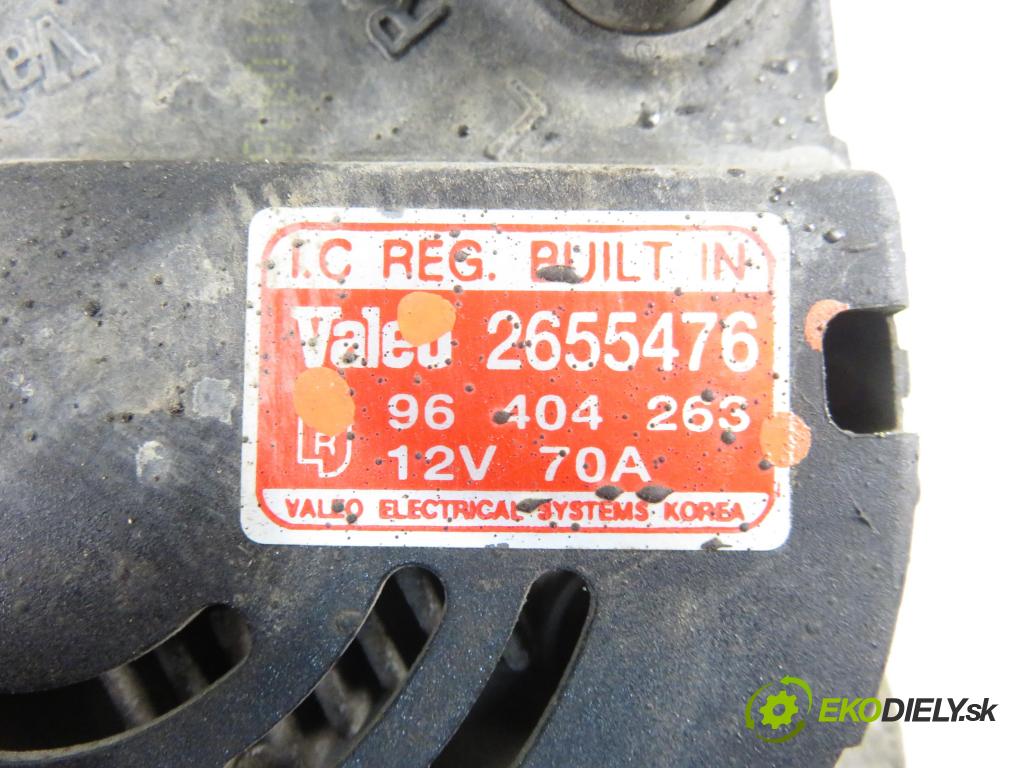 CHEVROLET AVEO / KALOS liftback (T200) HB 2004 53,00 1.2 - F12S3 1150,00 Alternátor 96404263 ; 2655476 (Alternátor)