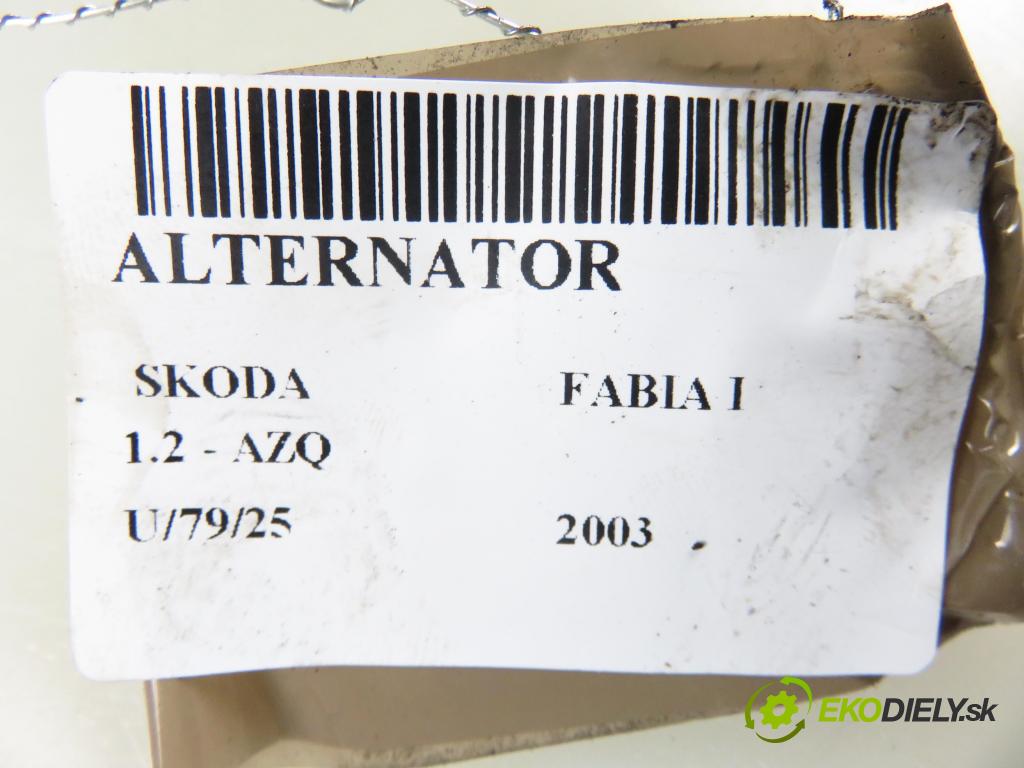 SKODA FABIA I (6Y2) HB 2003 47,00 1.2 - AZQ 1198,00 Alternátor 03D903025J (Alternátor)