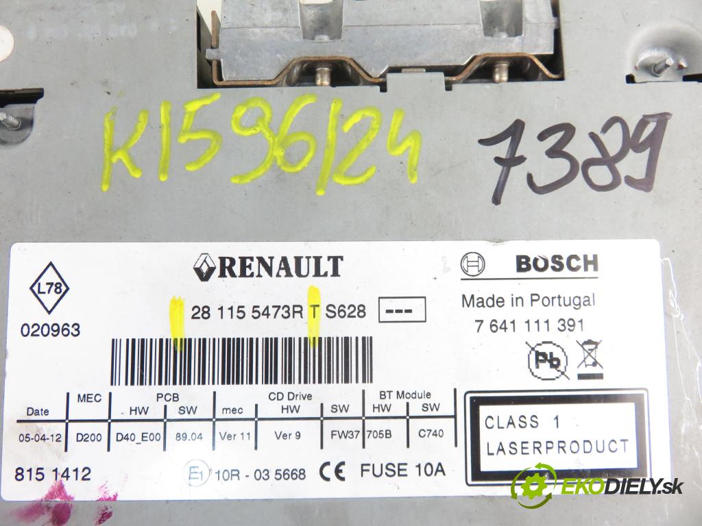 RENAULT CLIO III Grandtour (KR0/1_) KOMBI 2012 55,00 1.5 dCi 75 - K9K 770 1461,00 RADIO CD 281155473R