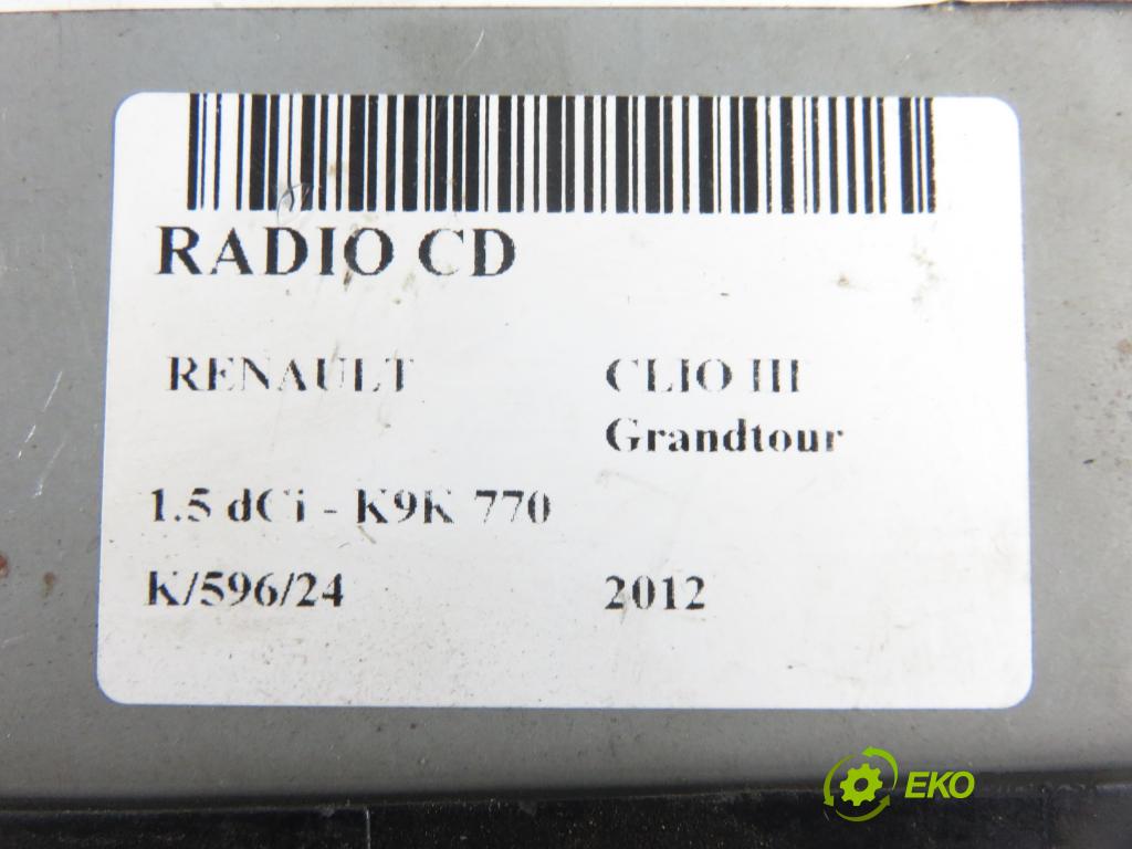 RENAULT CLIO III Grandtour (KR0/1_) KOMBI 2012 55,00 1.5 dCi 75 - K9K 770 1461,00 RADIO CD 281155473R