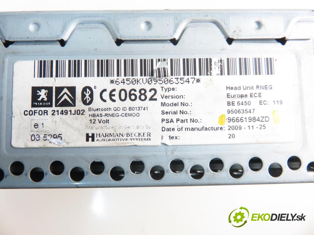 CITROEN C5 III (RD_) SEDAN 2008 100,00 2.0 HDi - RHR (DW10BTED4) 1997,00 RADIO CD 96661984ZD