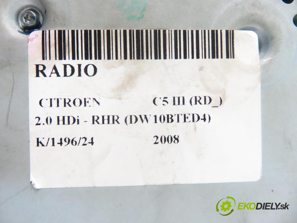CITROEN C5 III (RD_) SEDAN 2008 100,00 2.0 HDi - RHR (DW10BTED4) 1997,00 RADIO CD 96661984ZD