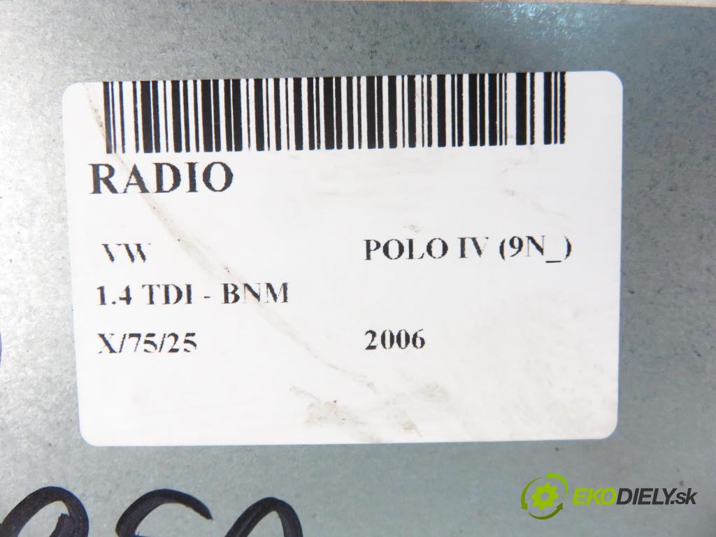 VW POLO (9N_) HB 2006 51,00 1.4 TDI - BNM 1422,00 RADIO 6Q0035152