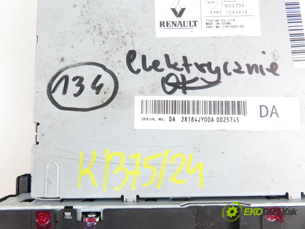 RENAULT KOLEOS I (HY_) SUV 2009 110,00 2.0 dCi 4x4 150 1995,00 RADIO CD 28184JY00A