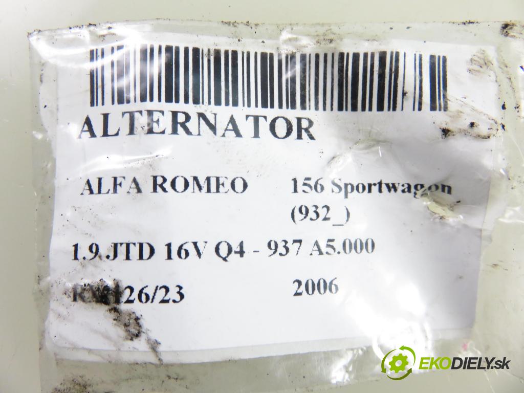 ALFA ROMEO 156 Sportwagon (932_) KOMBI 2006 110,00 1.9 JTD 16V Q4 - 937 A5.000 1910,00 Alternátor  (Alternátor)