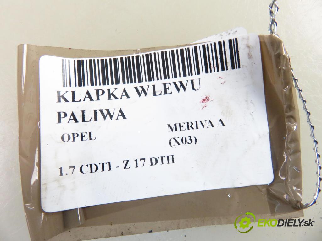 OPEL MERIVA A nadwozie wielkoprzestrzenne (MPV) (X03) MINIVAN 2008 74,00 1.7 CDTI 100 - Z 17 DTH 1686,00 Dvierka nádrže paliva 13123250 (Kľučka dverí ostatné)