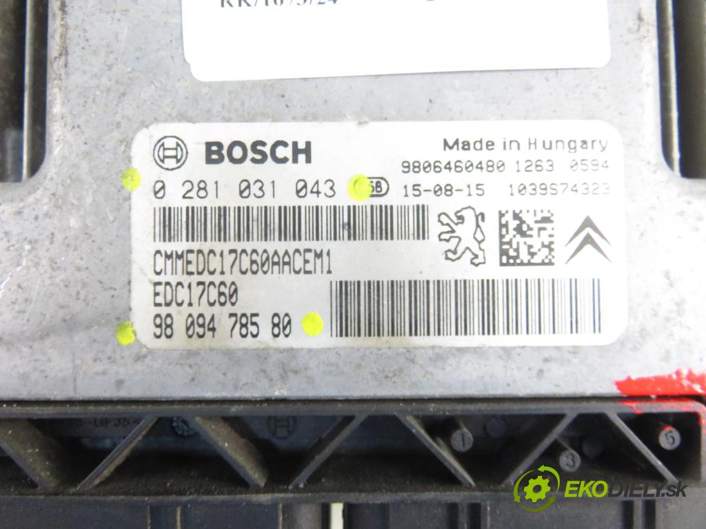 PEUGEOT 308 SW II KOMBI 2015 88,00 1.6 BlueHDi 120 - BHZ (DV6FC) 1560,00 Riadiaca jednotka Motor 0281031043 ; 9809478580
