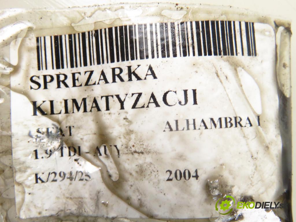 SEAT ALHAMBRA (7V8, 7V9) MINIVAN 2004 85,00 1.9 TDI PD 115 - AUY 1896,00 KOMPRESOR: klimatizace 7M3820803A ; YM2H19D629BB (Kompresory)