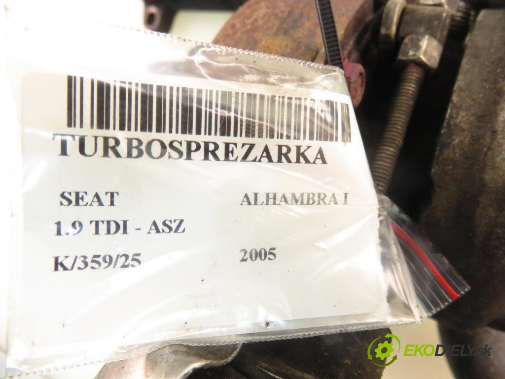 SEAT ALHAMBRA (7V8, 7V9) MINIVAN 2005 96,00 1.9 TDI - ASZ 1896,00 Turbodúchadlo 038253014R (Turbodúchadlo (kompletné))