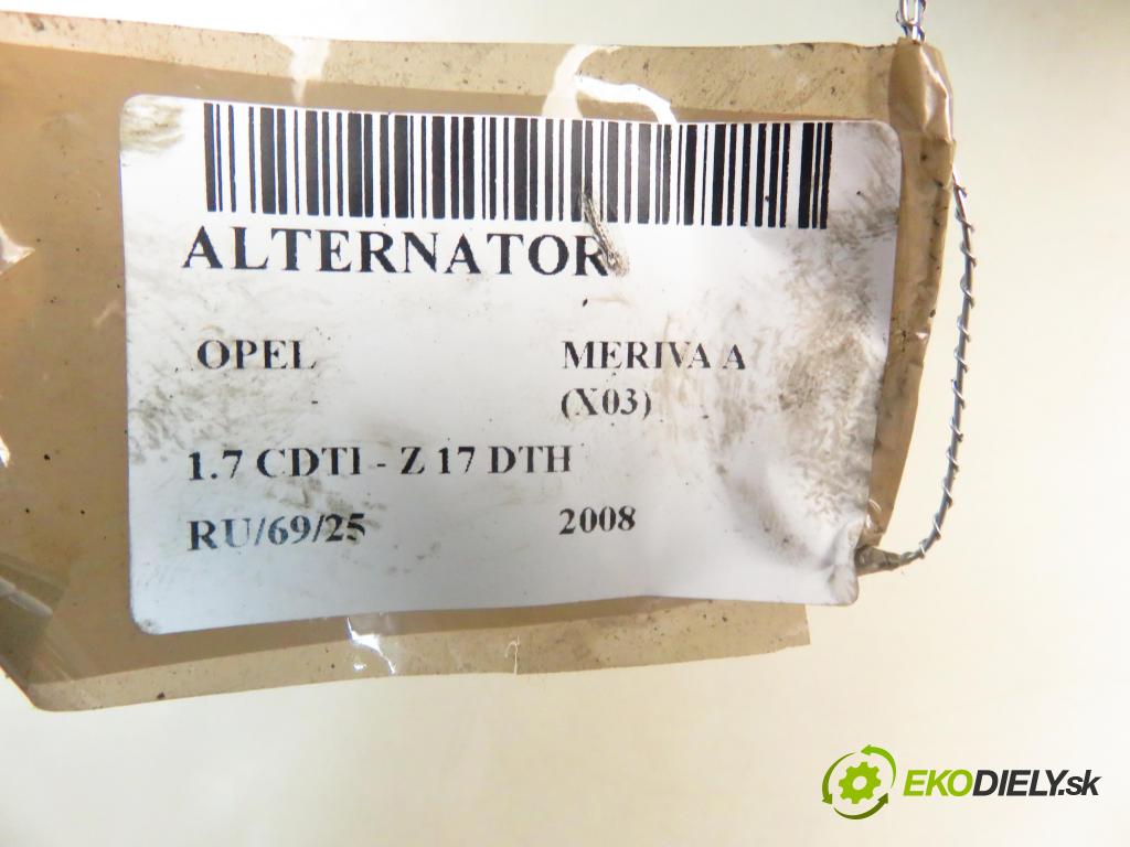 OPEL MERIVA A nadwozie wielkoprzestrzenne (MPV) (X03) MINIVAN 2008 74,00 1.7 CDTI 100 - Z 17 DTH 1686,00 Alternátor 8980564430 ; LR1100503F (Alternátor)