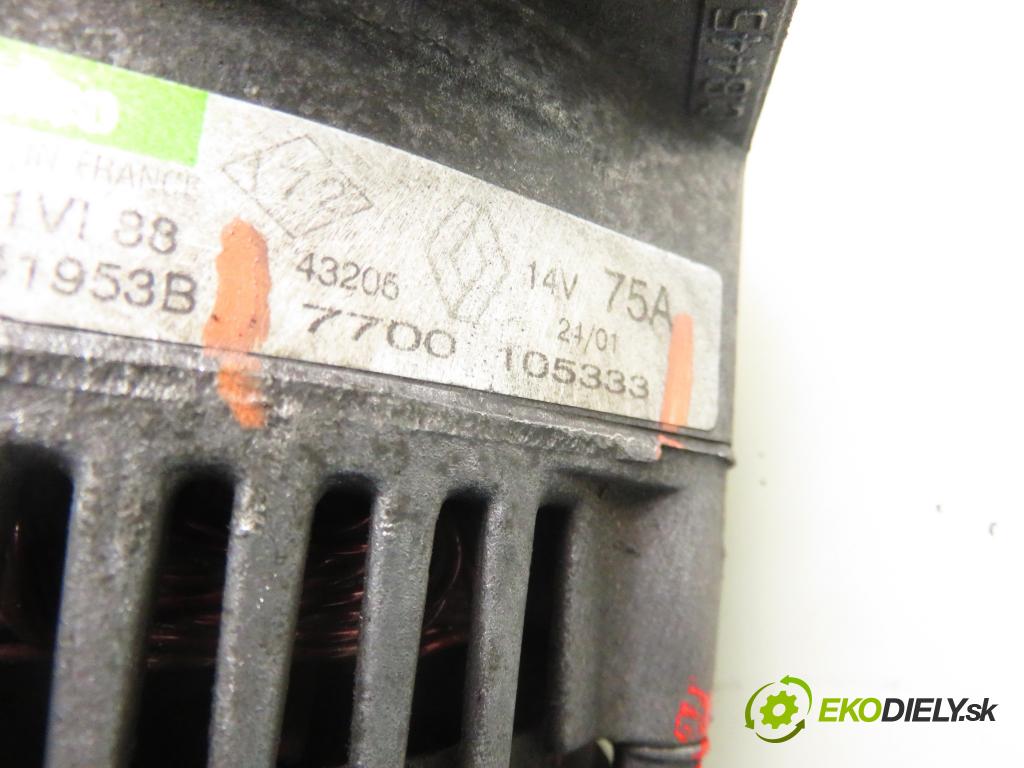 RENAULT KANGOO (KC0/1_) KOMBIVAN 2001 47,00 1.9 D 1870,00 Alternátor 7700105333 (Alternátor)